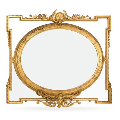 Lot 994 - A LARGE LOUIS XVI STYLE GILTWOOD MIRROR, 19TH CENTURY