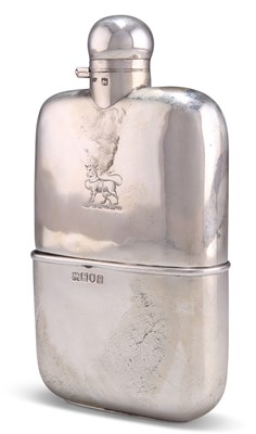 Lot 1297 - AN EDWARDIAN SILVER HIP-FLASK