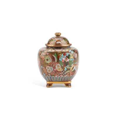 Lot 161 - A SMALL JAPANESE CLOISONNÉ ENAMEL JAR AND COVER