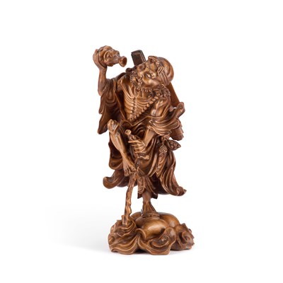 Lot 148 - A FINE JAPANESE HARDWOOD CARVING OF LI TIEH-KUAI