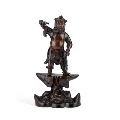 Lot 152 - A RARE AND FINELY CAST LARGE CHINESE BI-COLOUR PATINATED BRONZE FIGURE OF LI TIEH-KUAI