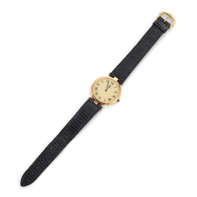 Lot 526 - A VERMEIL MUST DE CARTIER STRAP WATCH