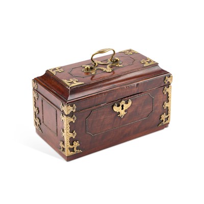 Lot 11 - A GEORGE III BRASS-MOUNTED MAHOGANY TEA CADDY