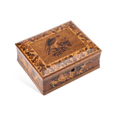 Lot 9 - AN UNUSUAL 19TH CENTURY TUNBRIDGE WARE JEWELLERY BOX