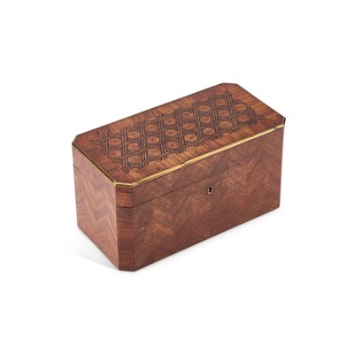 Lot 181 - A LOUIS PHILIPPE KINGWOOD AND TULIPWOOD TEA CADDY, CIRCA 1840