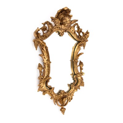 Lot 990 - A CONTINENTAL ROCOCO REVIVAL GILT-FRAMED WALL MIRROR, EARLY 20TH CENTURY