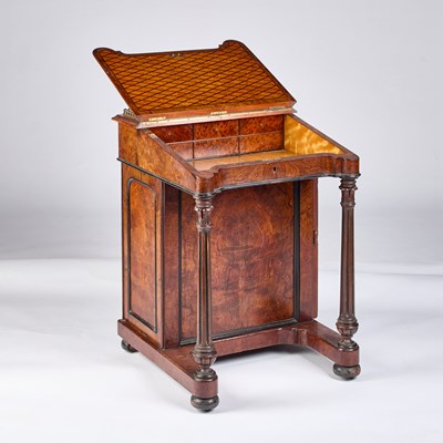 Lot 978 - A VICTORIAN BURR WALNUT DAVENPORT