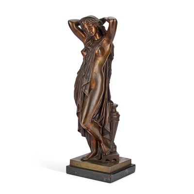 Lot 770 - A LATE 19TH CENTURY EUROPEAN SCHOOL BRONZE OF A CLASSICAL MAIDEN