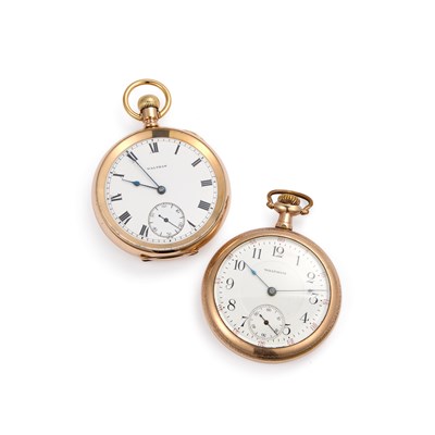 Lot 576 - TWO GOLD PLATED WALTHAM POCKET WATCHES