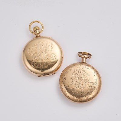 Lot 576 - TWO GOLD PLATED WALTHAM POCKET WATCHES