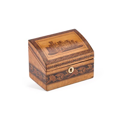 Lot 117 - A VICTORIAN BIRDS EYE MAPLE AND TUNBRIDGE WARE STATIONERY BOX