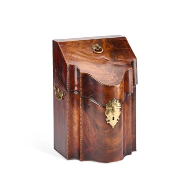 Lot 27 - A GEORGE III MAHOGANY KNIFE BOX