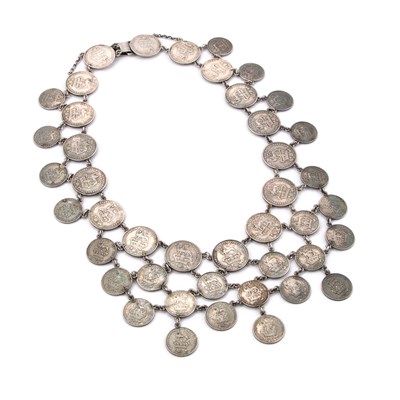 Lot 741 - A GEORGE IV SILVER COIN FRINGE NECKLACE