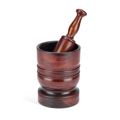 Lot 257 - AN EARLY 18TH CENTURY LIGNUM VITAE MORTAR, ENGLISH, CIRCA 1700-20