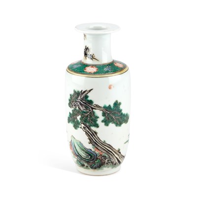 Lot 896 - A CHINESE FAMILLE VERTE ROULEAU VASE