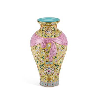 Lot A CHINESE FAMILLE ROSE YELLOW-GROUND VASE