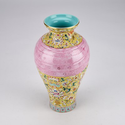 Lot A CHINESE FAMILLE ROSE YELLOW-GROUND VASE