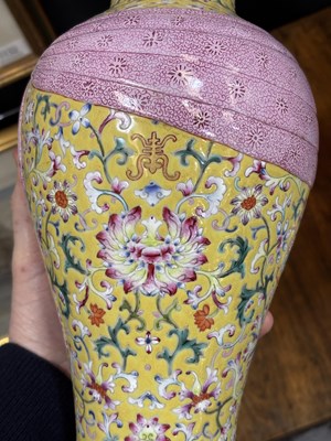 Lot A CHINESE FAMILLE ROSE YELLOW-GROUND VASE