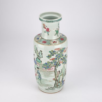 Lot A LARGE CHINESE FAMILLE VERTE ROULEAU VASE