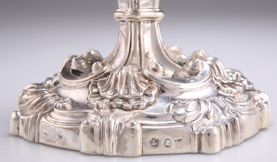 Lot 1366 - A FINE PAIR OF GEORGE IV SILVER THREE-LIGHT CANDELABRA