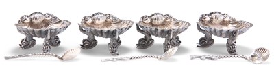 Lot 1371 - A SET OF FOUR VICTORIAN SILVER SALTS