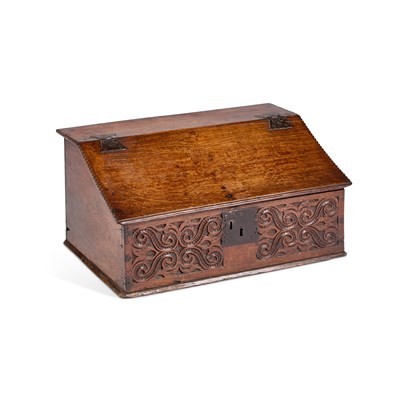 Lot 1255 - AN OAK BIBLE BOX, 17TH CENTURY