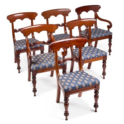 Lot A SET OF SIX VICTORIAN MAHOGANY DINING CHAIRS