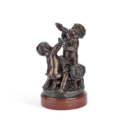 Lot A LATE 19TH CENTURY EUROPEAN SCHOOL BRONZE GROUP OF CHERUBS