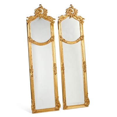 Lot 1342 - A PAIR OF PERIOD STYLE GILT-COMPOSITION WALL MIRRORS