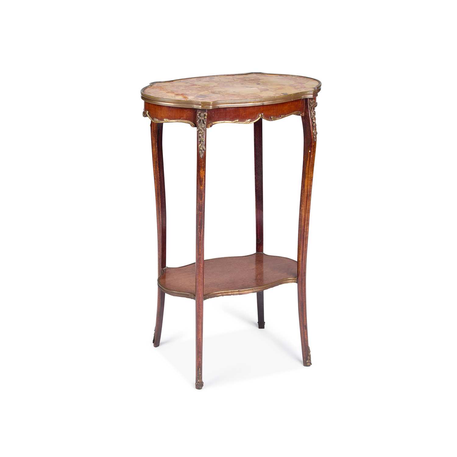 Lot A FRENCH MARBLE-TOPPED AND GILT-METAL MOUNTED OCCASIONAL TABLE