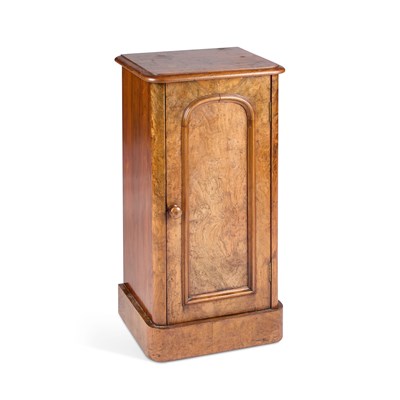 Lot 1336 - A VICTORIAN BURR WALNUT POT CUPBOARD