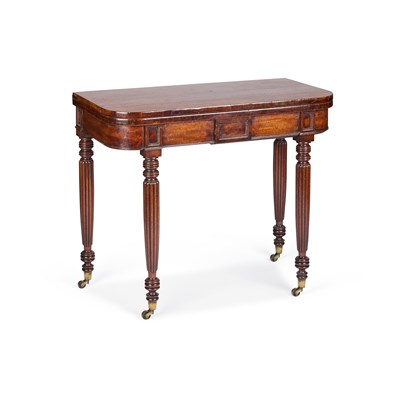 Lot 1279 - A REGENCY ROSEWOOD FOLDOVER TEA TABLE