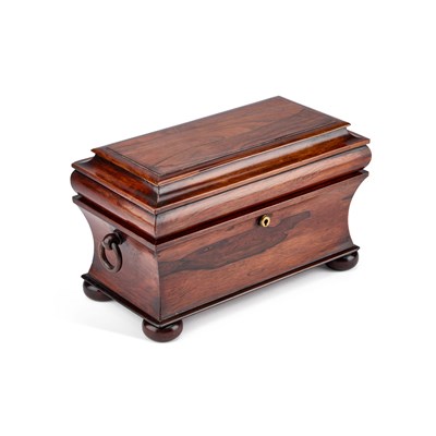 Lot 91 - A GEORGE IV ROSEWOOD TEA CADDY