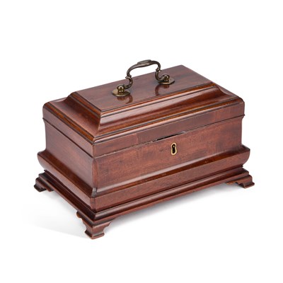 Lot 205 - A GEORGE III MAHOGANY VASULAR-MOULDED TEA CADDY