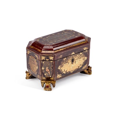 Lot 230 - A CHINESE EXPORT LAQUERED TEA CADDY, EARLY 19TH CENTURY