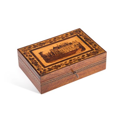 Lot 35 - A VICTORIAN ROSEWOOD AND TUNBRIDGE WARE BOX