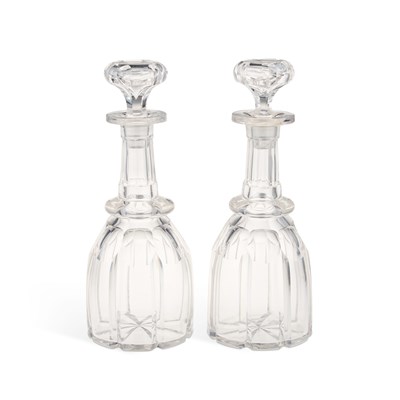 Lot 17 - A PAIR OF 19TH CENTURY CUT-GLASS DECANTERS AND STOPPERS