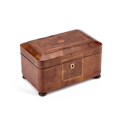 Lot 254 - A 19TH CENTURY INLAID WALNUT TEA CADDY