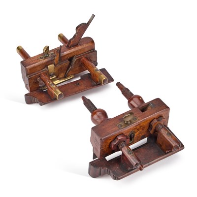 Lot 100 - TWO VICTORIAN BRASS-MOUNTED WOODEN PLOW PLANES