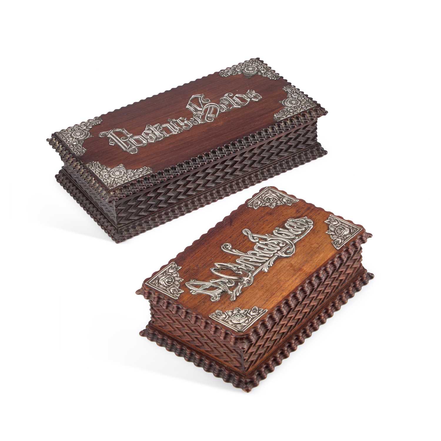 Lot 9 - TWO CONTINENTAL SILVER-MOUNTED HARDWOOD BOXES