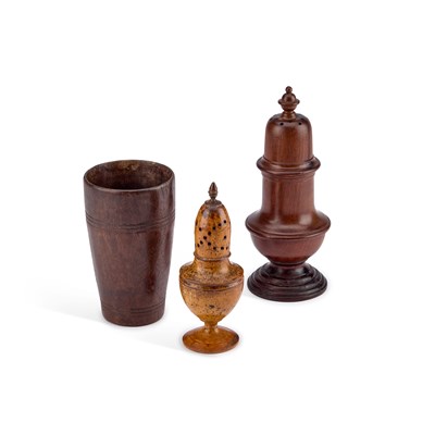 Lot 18 - TWO TREEN CASTERS OR MUFFINEERS