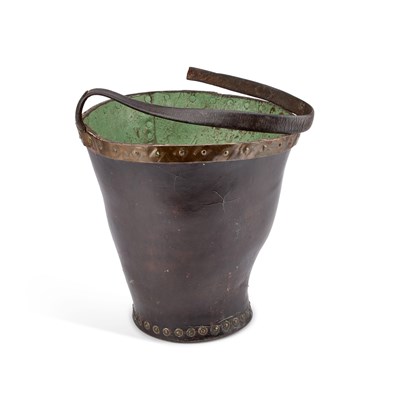 Lot 7 - A VICTORIAN LEATHER FIRE BUCKET