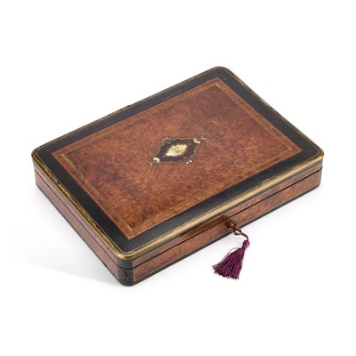 Lot 189 - A 19TH CENTURY FRENCH BRASS-MOUNTED, EBONISED AND BURR WALNUT GAMES COMPENDIUM