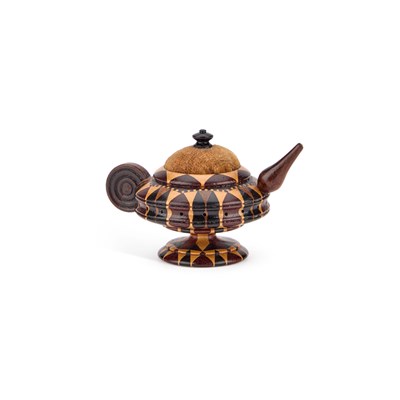 Lot 15 - A TUNBRIDGE WARE NOVELTY TEAPOT PIN CUSHION