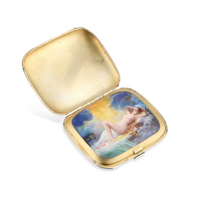 Lot 481 - A LATE 19TH/ EARLY 20TH CENTURY DOUBLE COVER ENAMELLED EROTIC CIGARETTE CASE