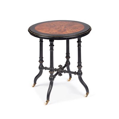 Lot 1285 - A VICTORIAN WALNUT AND EBONISED OCCASIONAL TABLE, CIRCA 1880