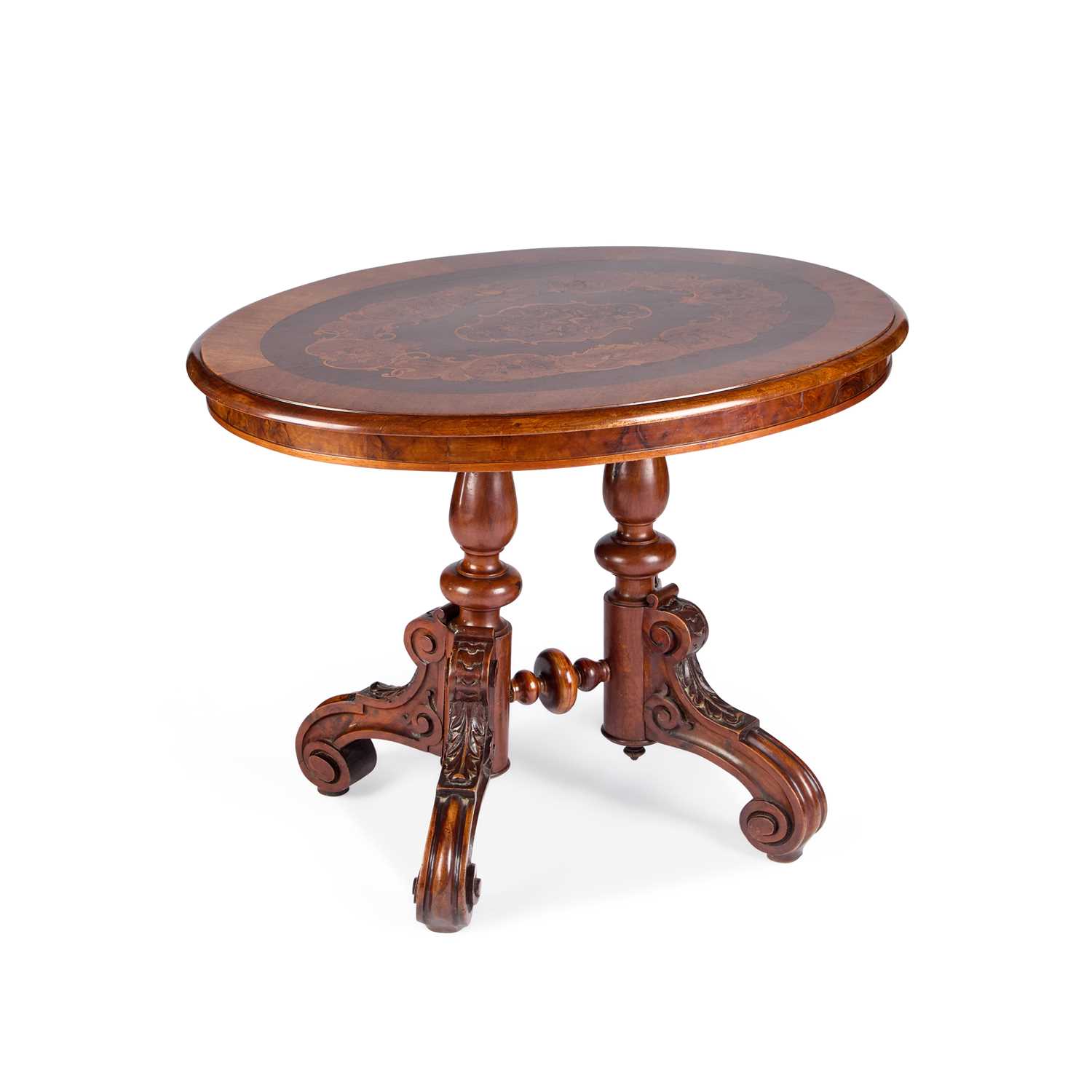 Lot A 19TH CENTURY CONTINENTAL INLAID WALNUT CENTRE TABLE