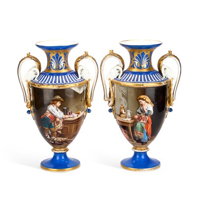 Lot 835 - A LARGE PAIR OF LIMOGES PORCELAIN VASES BY DEMARTIAL & TALLANDIER, LATE 19TH CENTURY