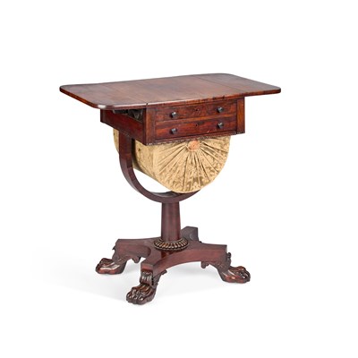 Lot 1272 - A WILLIAM IV ROSEWOOD WORK TABLE