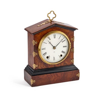 Lot 267 - A SETH THOMAS BRASS-MOUNTED WALNUT MANTEL CLOCK